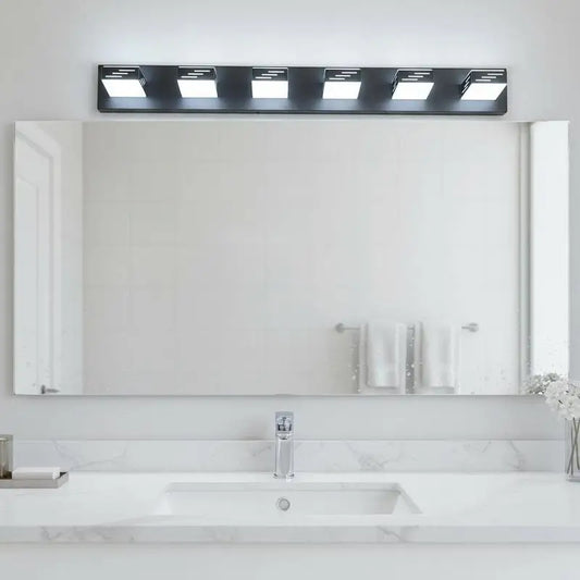 Contemporary Wall Sconce 33.46-Inch For Bathroom Living Room Bedroom 5-Light LED Matte Black Finish Cool White 6000K Mirror Front Lighting Metal Fixture Indoor Mounted Luminaire