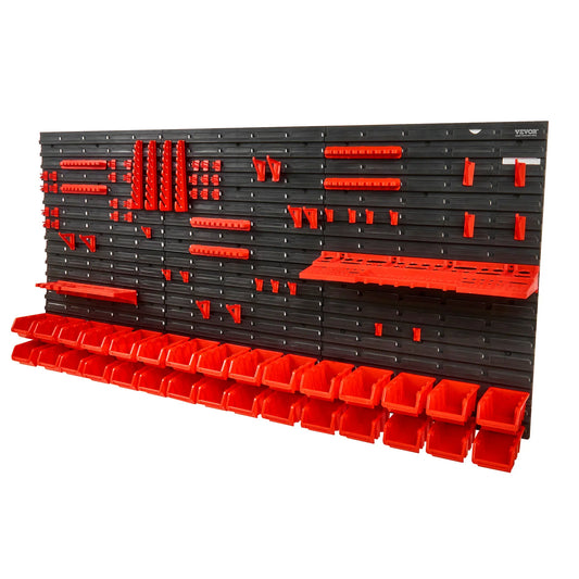 SucceBuy Wall Mounted Parts Storage Bins Rack Organizer With Hooks