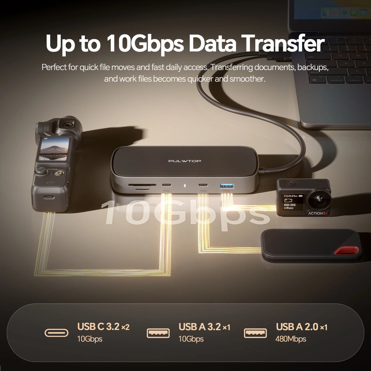 PULWTOP Dual Monitor Docking Station With HDMI USB C RJ45