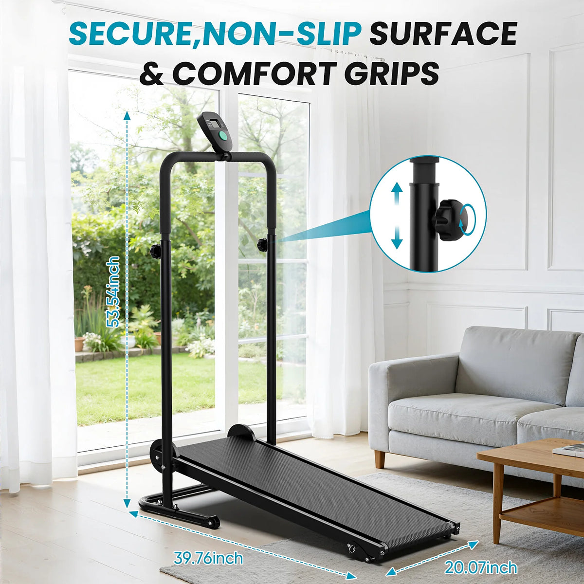 AKLUER Non-Motorized Treadmill With Incline And LCD Monitor