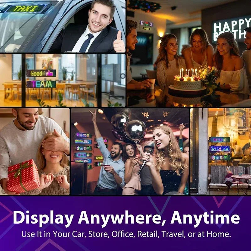 Car Decor Advertising Logo Lights Outdoor LED Matrix Pixel Scrolling Screen DIY Customize Patterns,Animations,Text Warning Light
