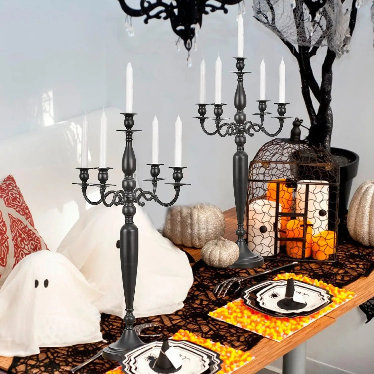 VINCIGANT Five Arm Candelabra Candle Holders for Wedding Table Decor
