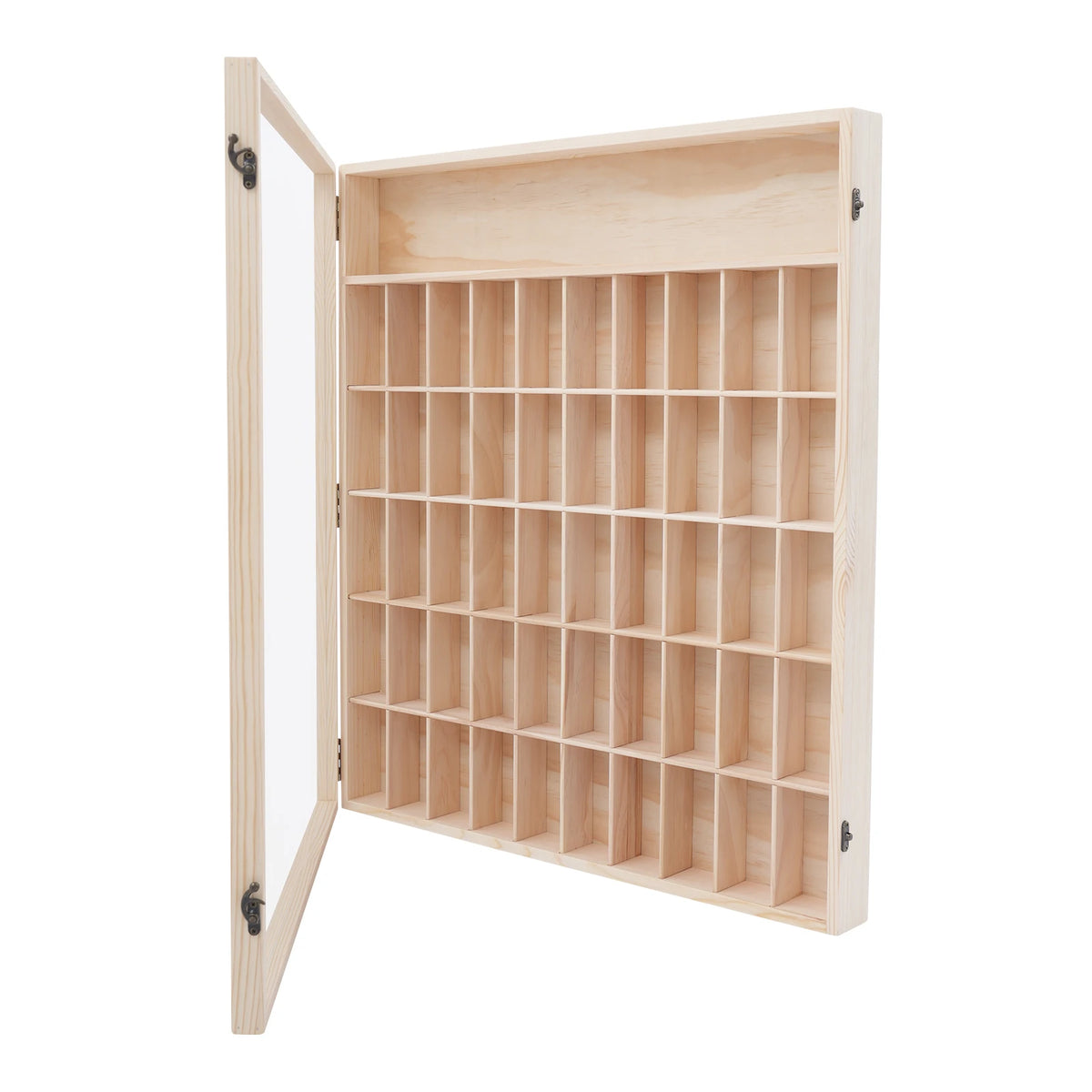 Bymaocar Wooden Figure Display Case With Acrylic Door And Compartments