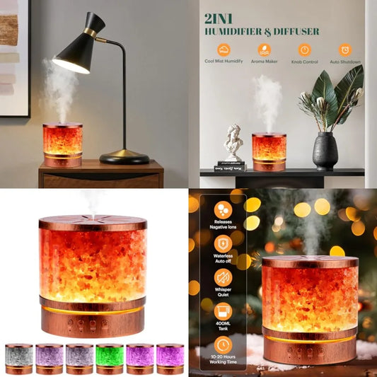 Ultrasonic Essential Oil Diffuser And Himalayan Salt Lamp Combo