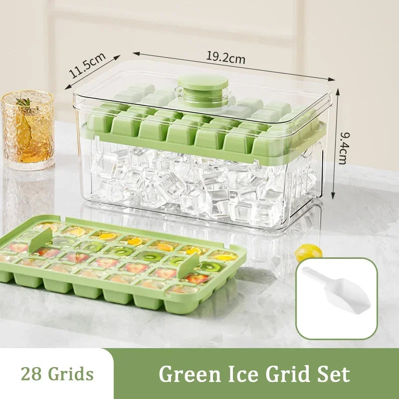 One Touch Ice Cube Tray Storage Bucket With Easy Dispensing