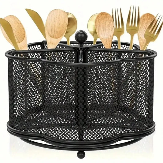 Rotating Stainless Steel Utensil Holder For Kitchen Organization