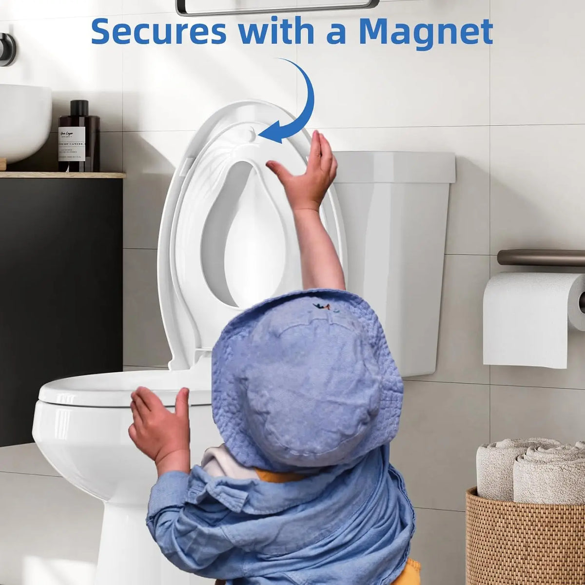 Toilet Seat (Optional Built-in Toddler Seat) Quiet Close, Non-Slip Bumpers White Potty Training Toilet Seat for Family Bathroom