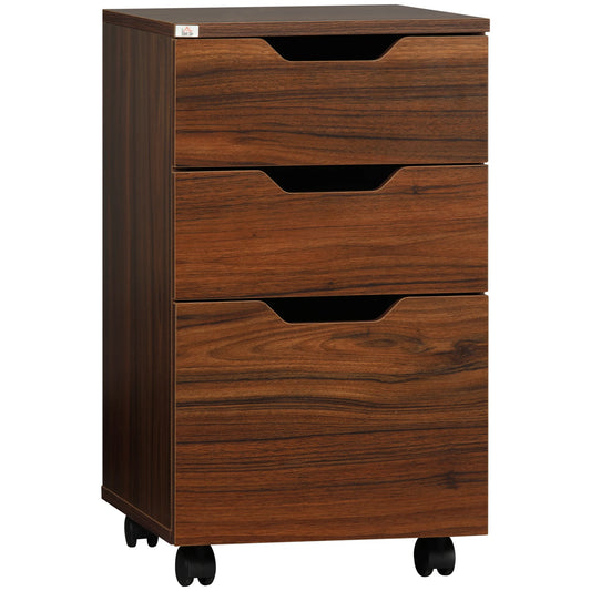 HOMCOM 3 Drawer Mobile File Cabinet With Rolling Printer Stand
