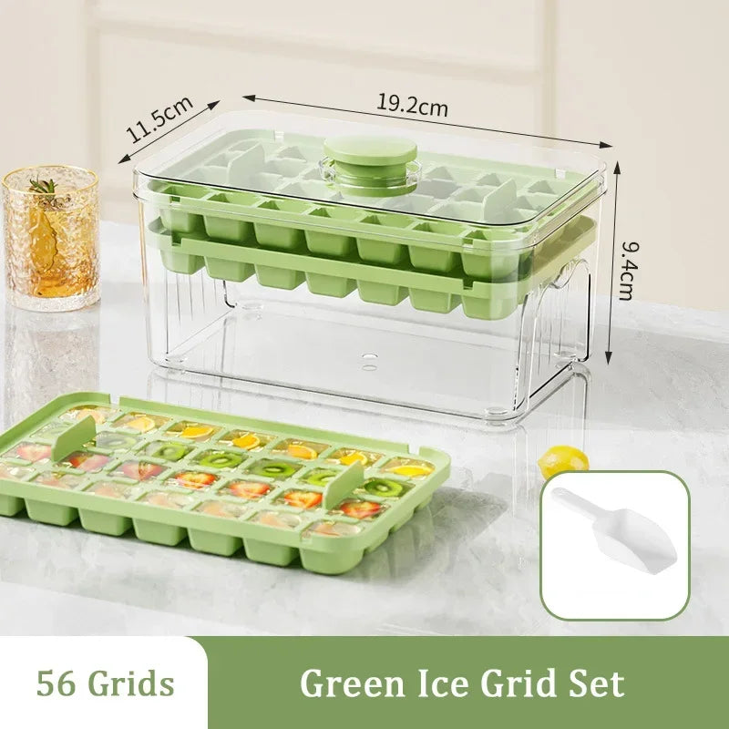 One Touch Ice Cube Tray Storage Bucket With Easy Dispensing