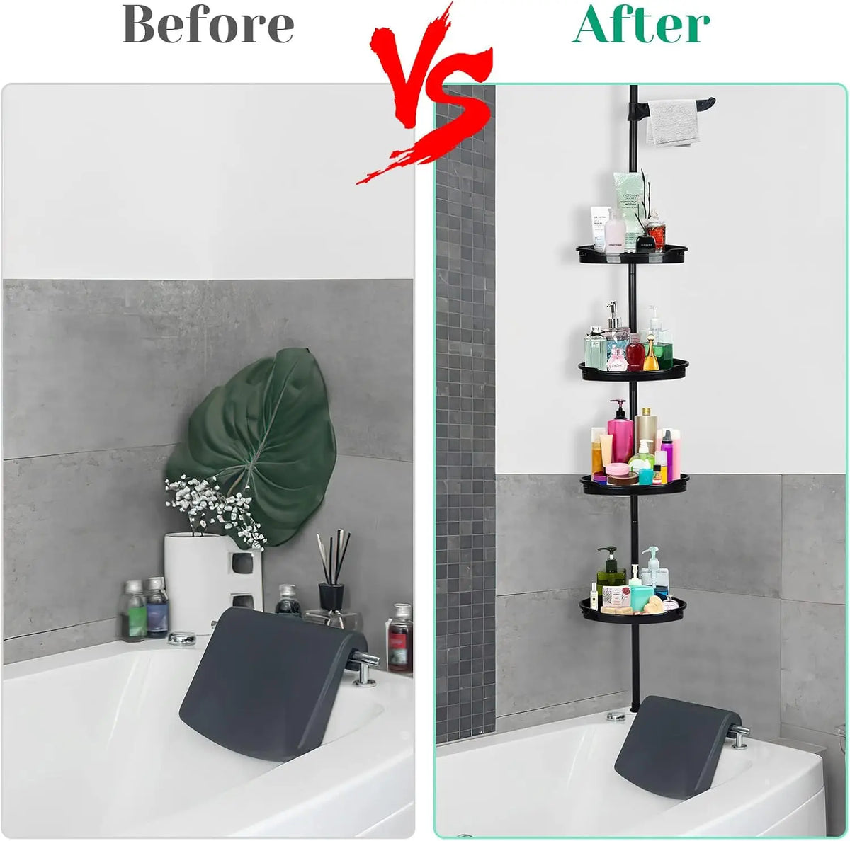 Rustproof Corner Shower Caddy With Telescopic Tension Pole