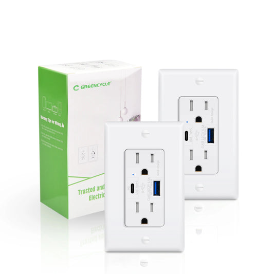 1Pcs-20Pcs 6.5A USB Quick Charge Outlets With 15A Tamper-Resistant Wall Charger US Power Socket and Standard Socket White Outlet