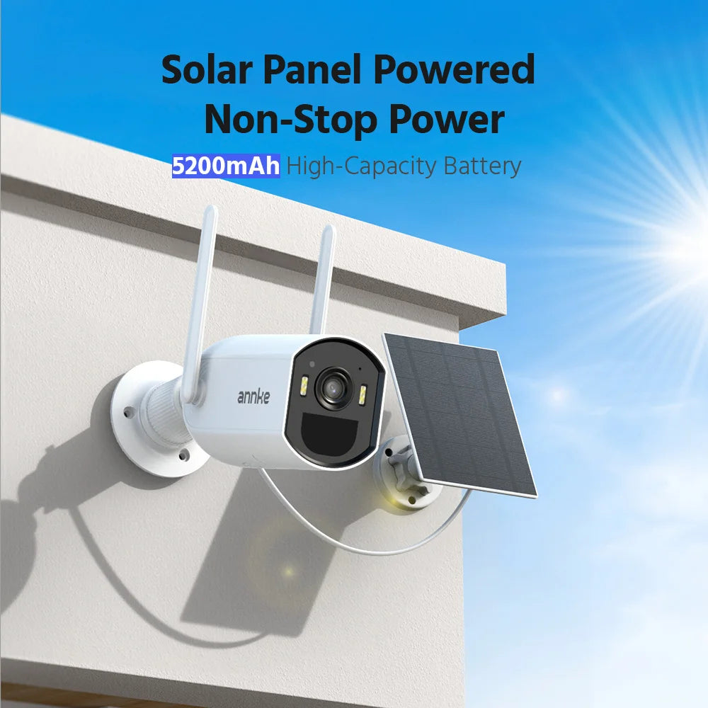 ANNKE 4MP Solar Security Cameras 16CH NVR 4/6/8/12 PCS WiFi Camera Wireless PIR Night Vision WiFi 6 + Bluetooth Connect 4MM Outdoor wifi camera