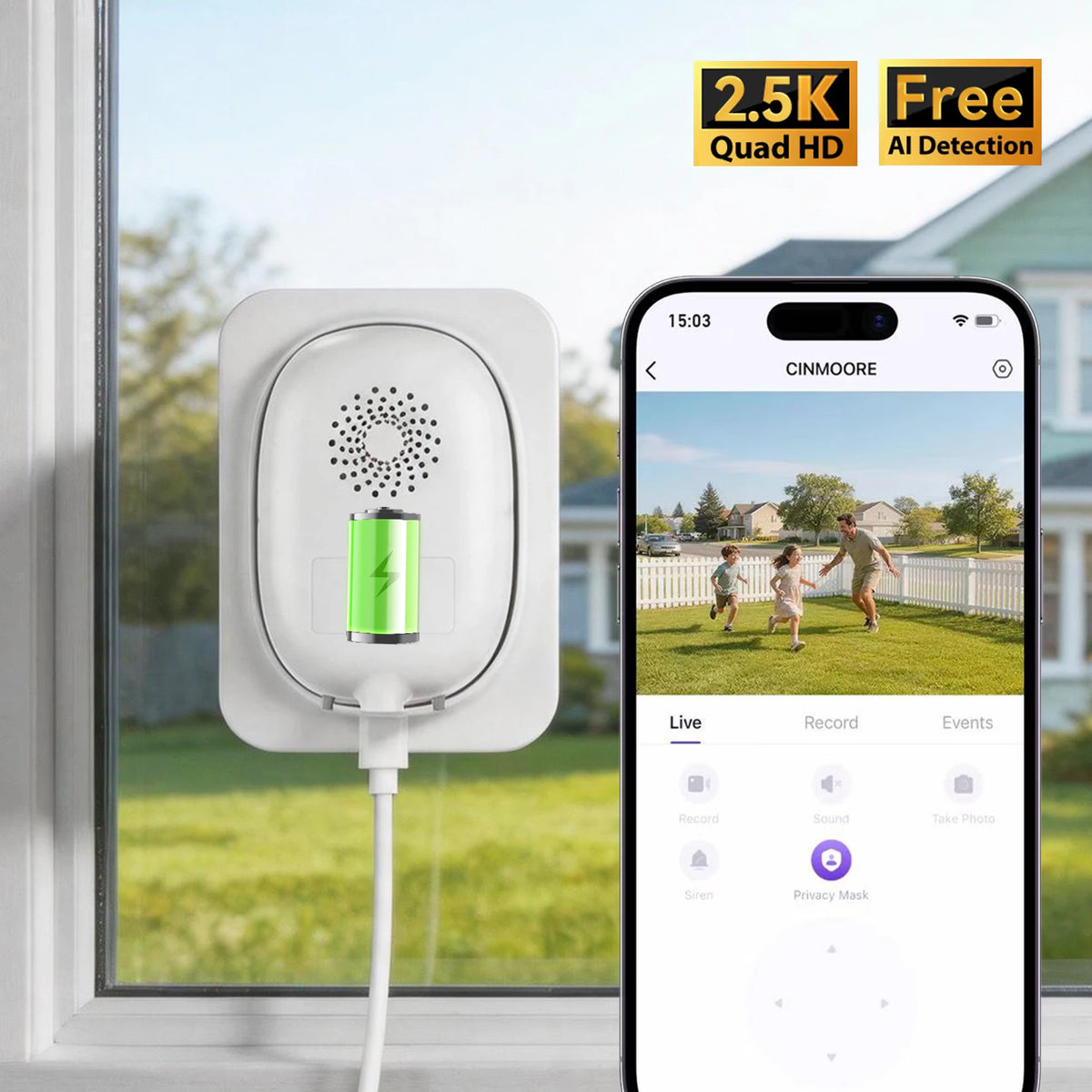 CINMOORE Security Camera With Night Vision And Smart AI Detection