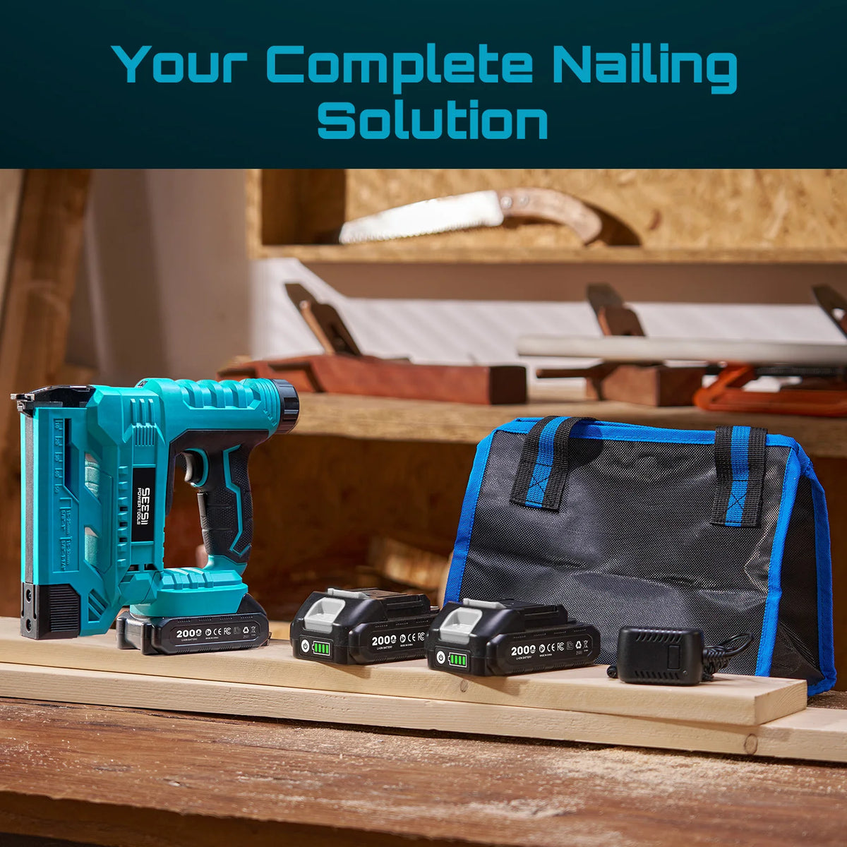 Seesii Cordless Brad Nailer and Stapler for Furniture and Woodworking