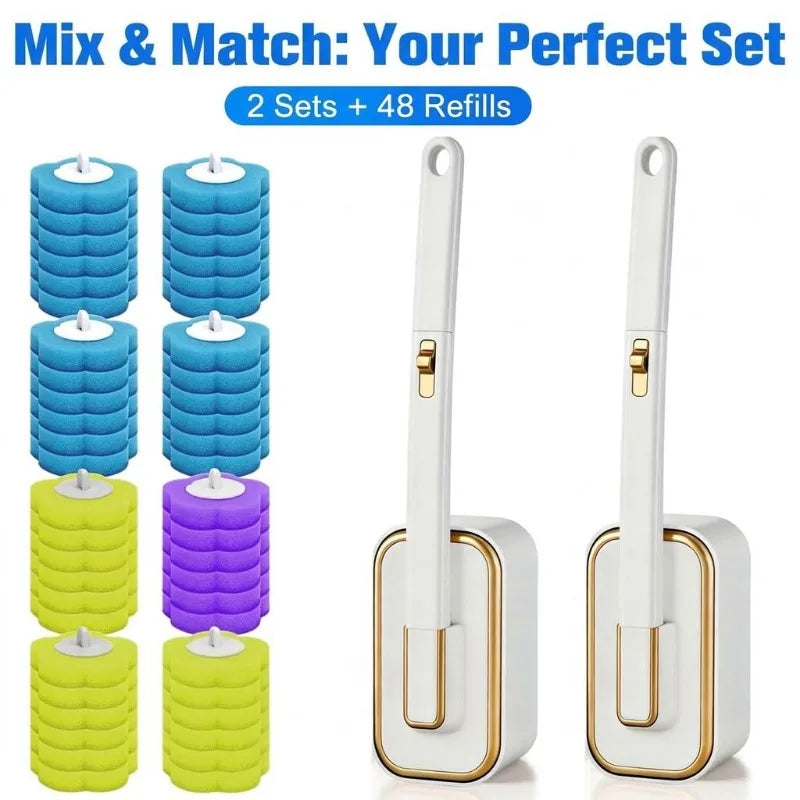 Automatic Toilet Wand Cleaning Kit With Disposable Refill Heads