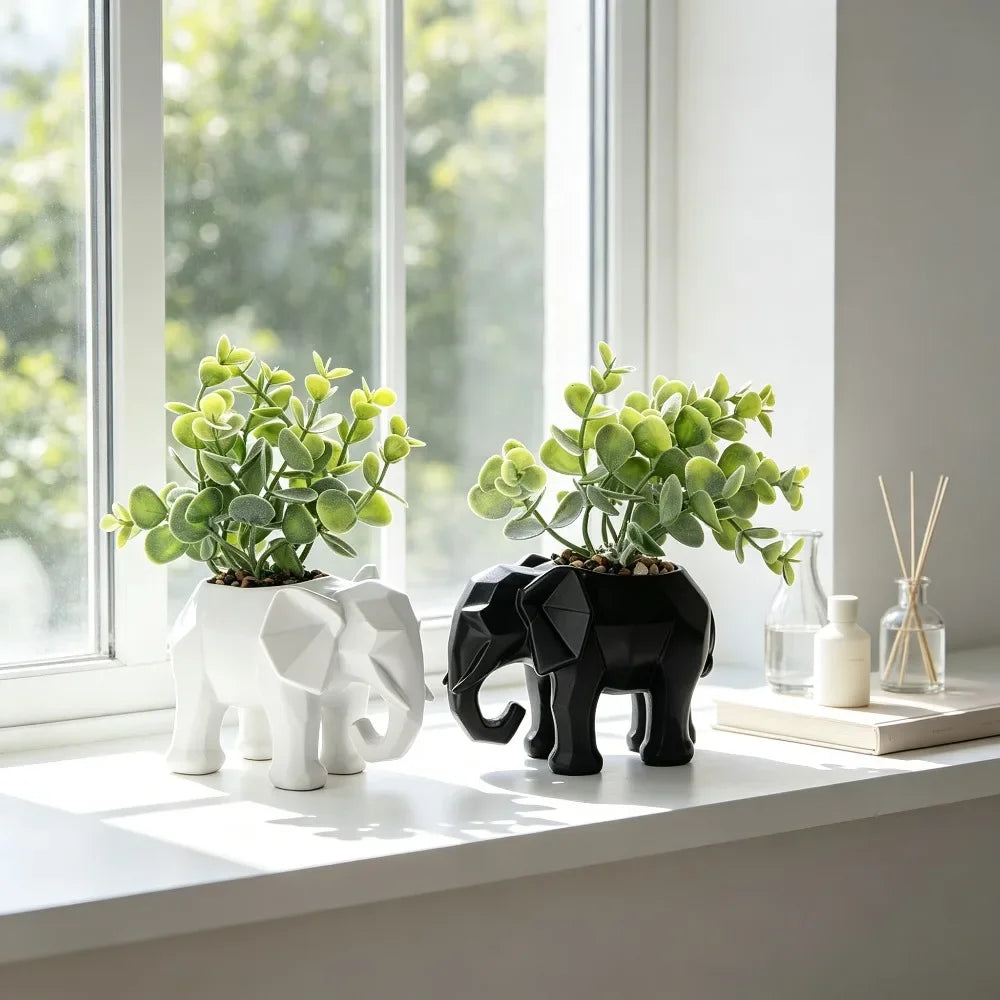 2Pack Artificial Plants with Pot Small Mini Plants Artificial Decoration Artificial Potted Plants Small Mini Plants Artificial Set Plants for Home Decor with Pot Artificial Eucalyptus Potted Plant Mini Artificial Potted Plant