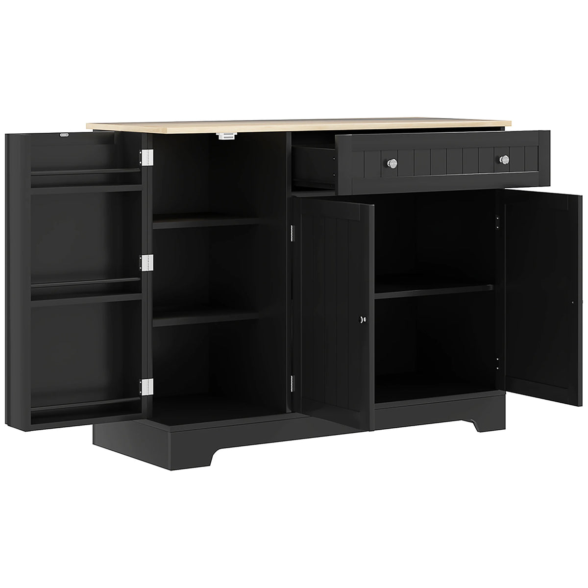 HOMCOM Modern Coffee Bar Cabinet with Storage, Sideboard Buffet Cabinet with  Drawer, Adjustable Shelves, Small Kitchen Pantry with Door Shelves, Black