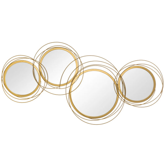 Homcom Metal Wall Art Modern Mirror Decor Home Wall Sculpture, Suitable for Living Room, Bedroom, Dining Room, Gold