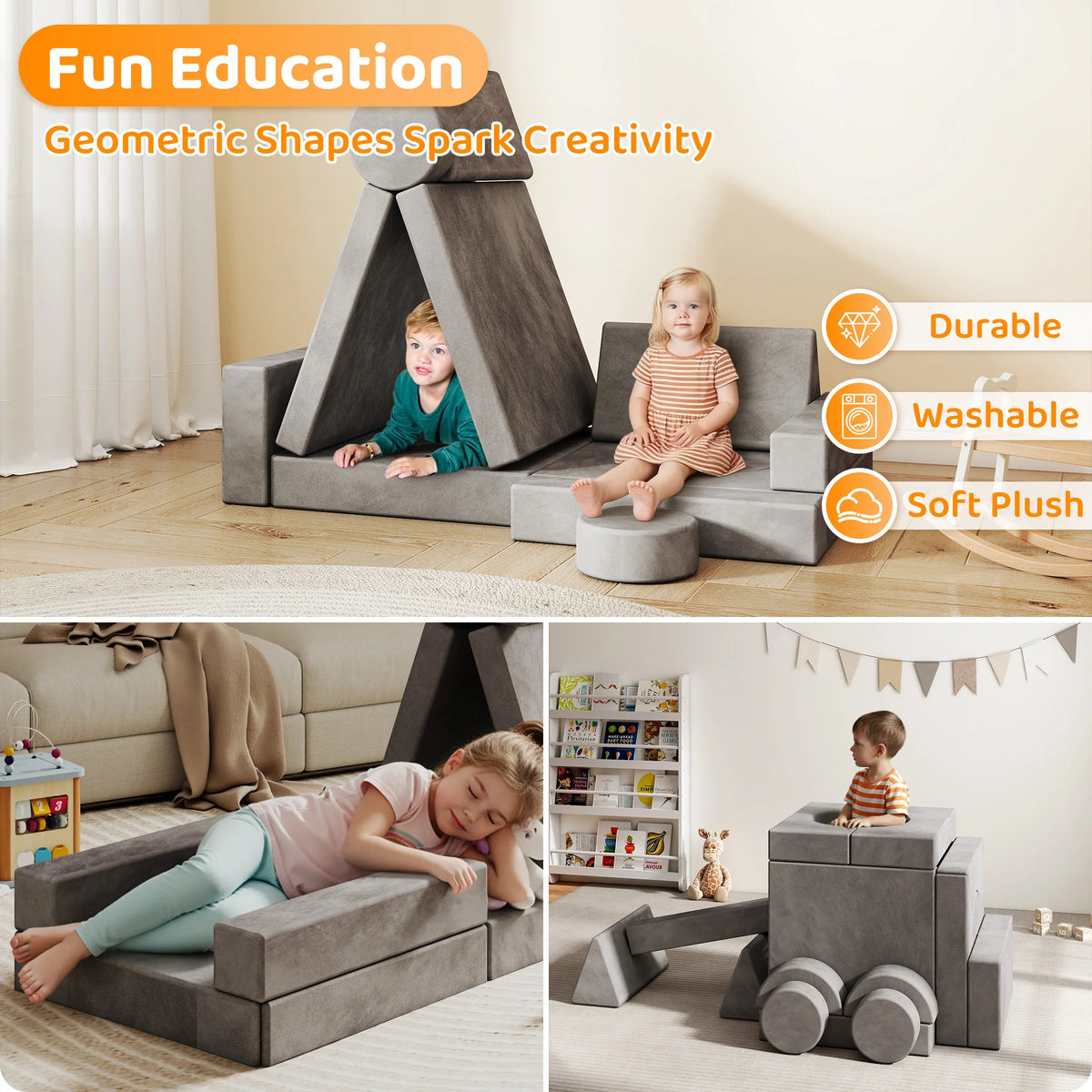 Modular Kids Play Couch With Convertible Foam Sofa Set