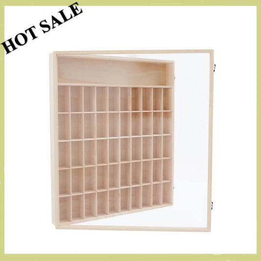 Bymaocar Wooden Figure Display Case With Acrylic Door And Compartments