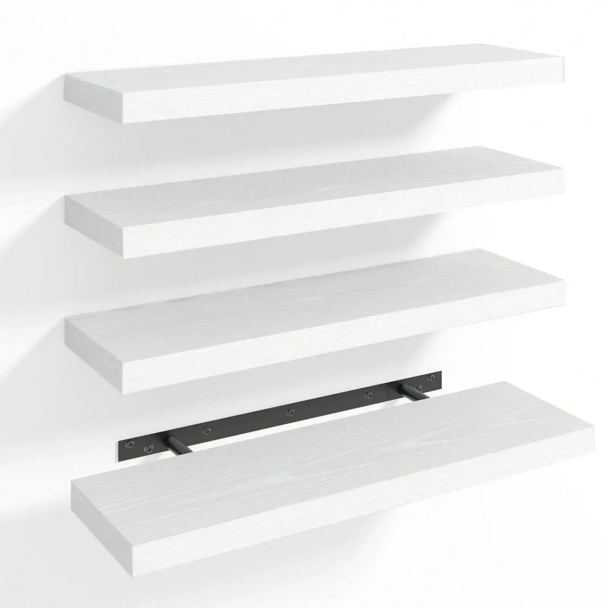 4 Pack Floating Shelves Modern Black Wood Wall Shelves Storage Shelving Unit With Invisible Metal Brackets Display Rack For Bathroom Living Room Bedroom Kitchen Housewarming Gift