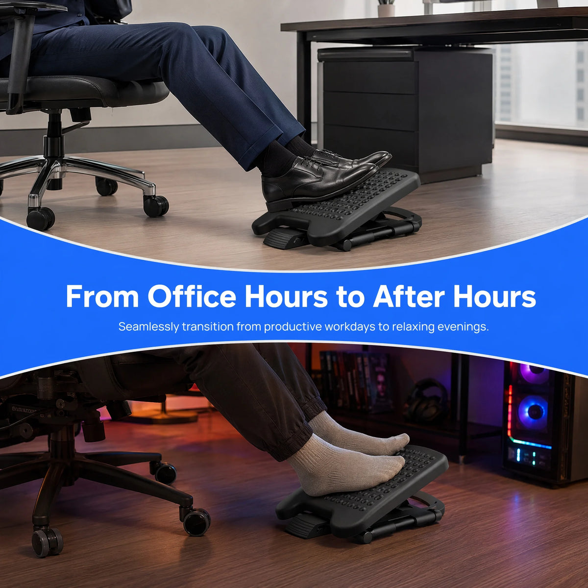 K Kyspho Adjustable Under Desk Footrest With Massage And Tilt
