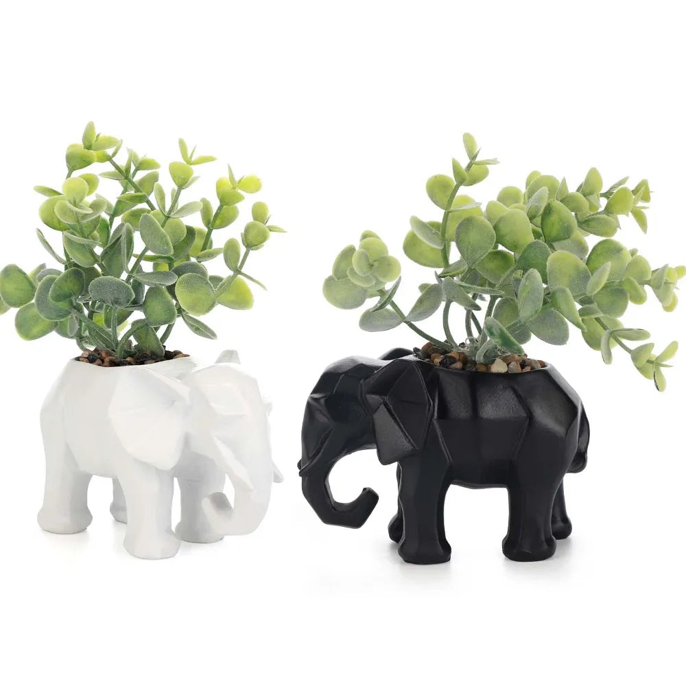 2Pack Artificial Plants with Pot Small Mini Plants Artificial Decoration Artificial Potted Plants Small Mini Plants Artificial Set Plants for Home Decor with Pot Artificial Eucalyptus Potted Plant Mini Artificial Potted Plant