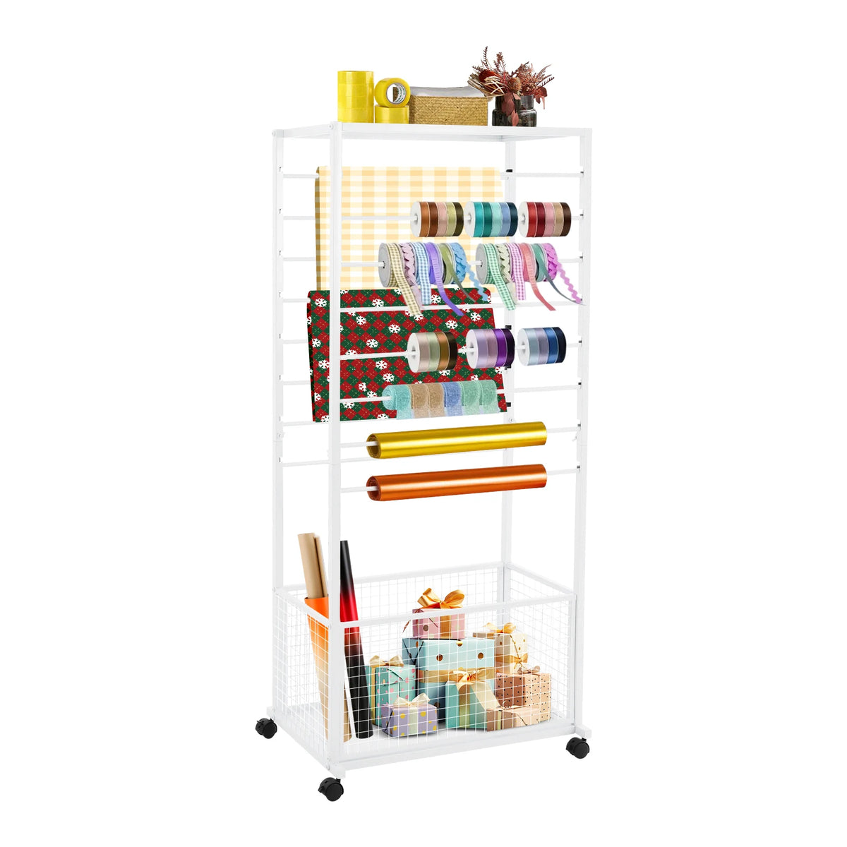 Bymaocar Double Sided Ribbon Storage Rack With Adjustable Crossbars