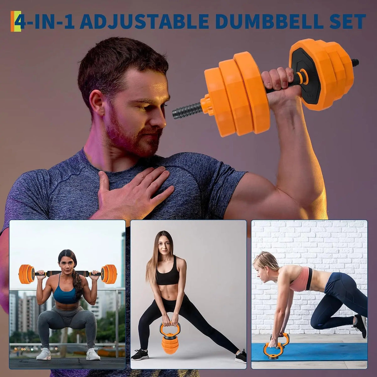 Adjustable 4 in 1 Dumbbell Set for Home Strength Training