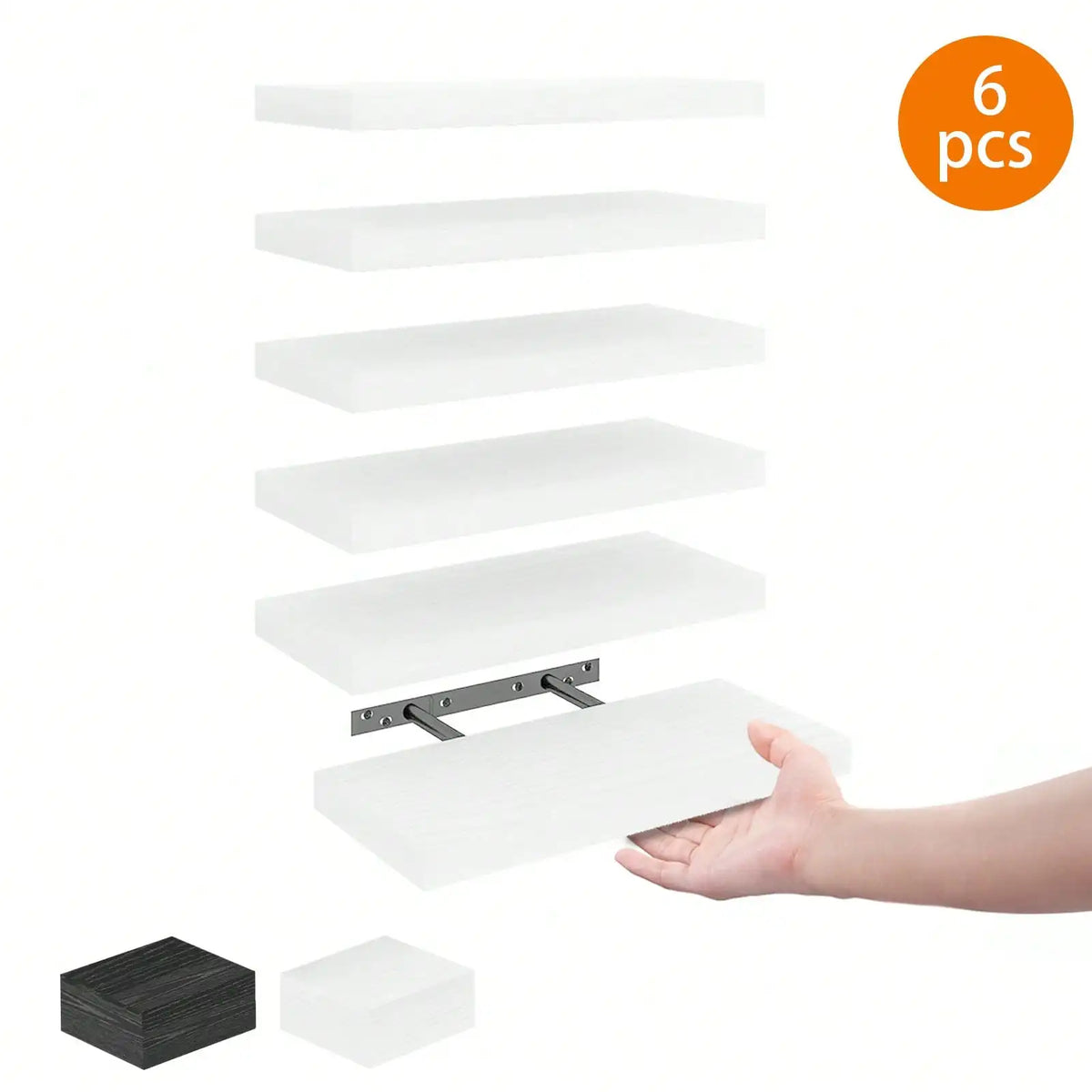 4 Pack Floating Shelves Modern Black Wood Wall Shelves Storage Shelving Unit With Invisible Metal Brackets Display Rack For Bathroom Living Room Bedroom Kitchen Housewarming Gift