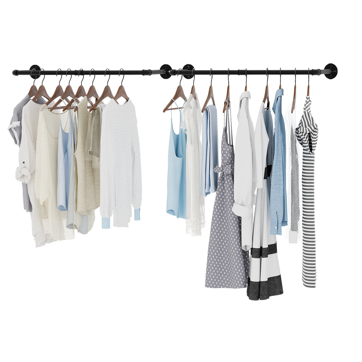 Industrial Pipe Wall Mounted Clothes Rack And Garment Hanging Rod