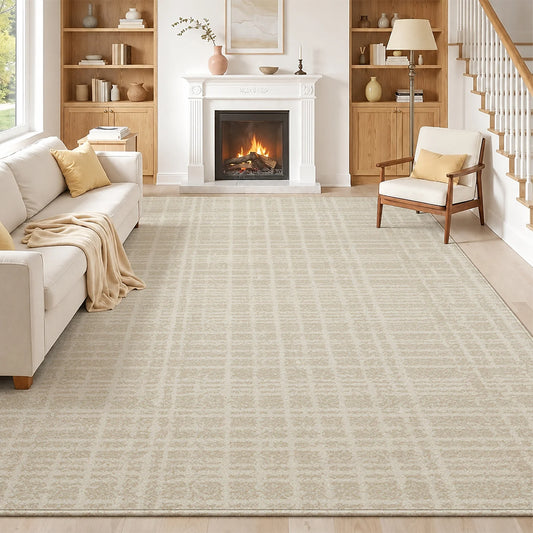 Machine Washable Striped Velvet Area Rug With Non Slip Backing