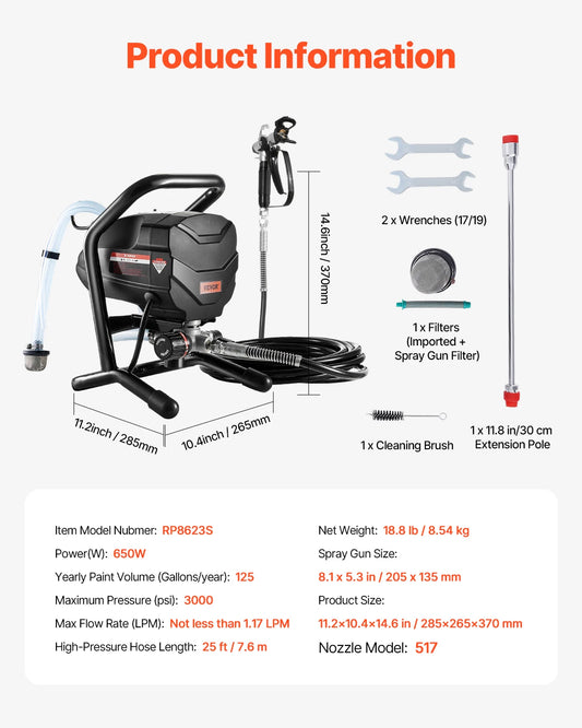 SucceBuy Airless Paint Sprayer Machine With Extension Rod for Renovation Teams