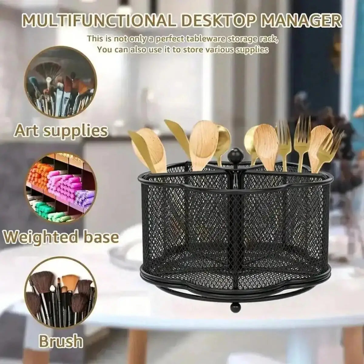 Rotating Stainless Steel Utensil Holder For Kitchen Organization
