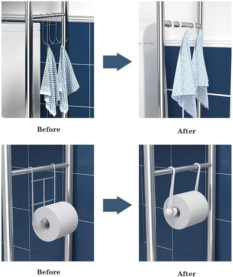 Over-the-Toilet Toilet Shelf - 3 Levels, Stainless Steel - Space Saving - with Toilet Paper Holder & Removable Hooks