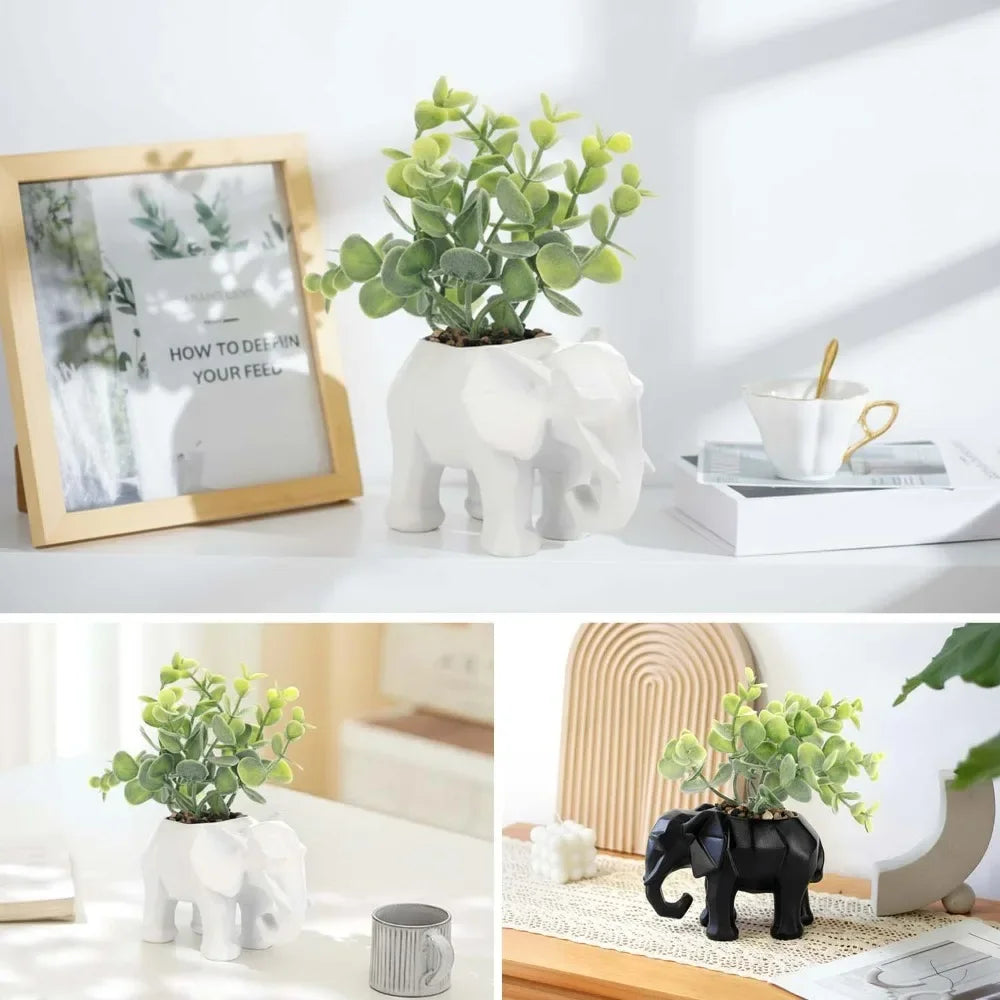 2Pack Artificial Plants with Pot Small Mini Plants Artificial Decoration Artificial Potted Plants Small Mini Plants Artificial Set Plants for Home Decor with Pot Artificial Eucalyptus Potted Plant Mini Artificial Potted Plant
