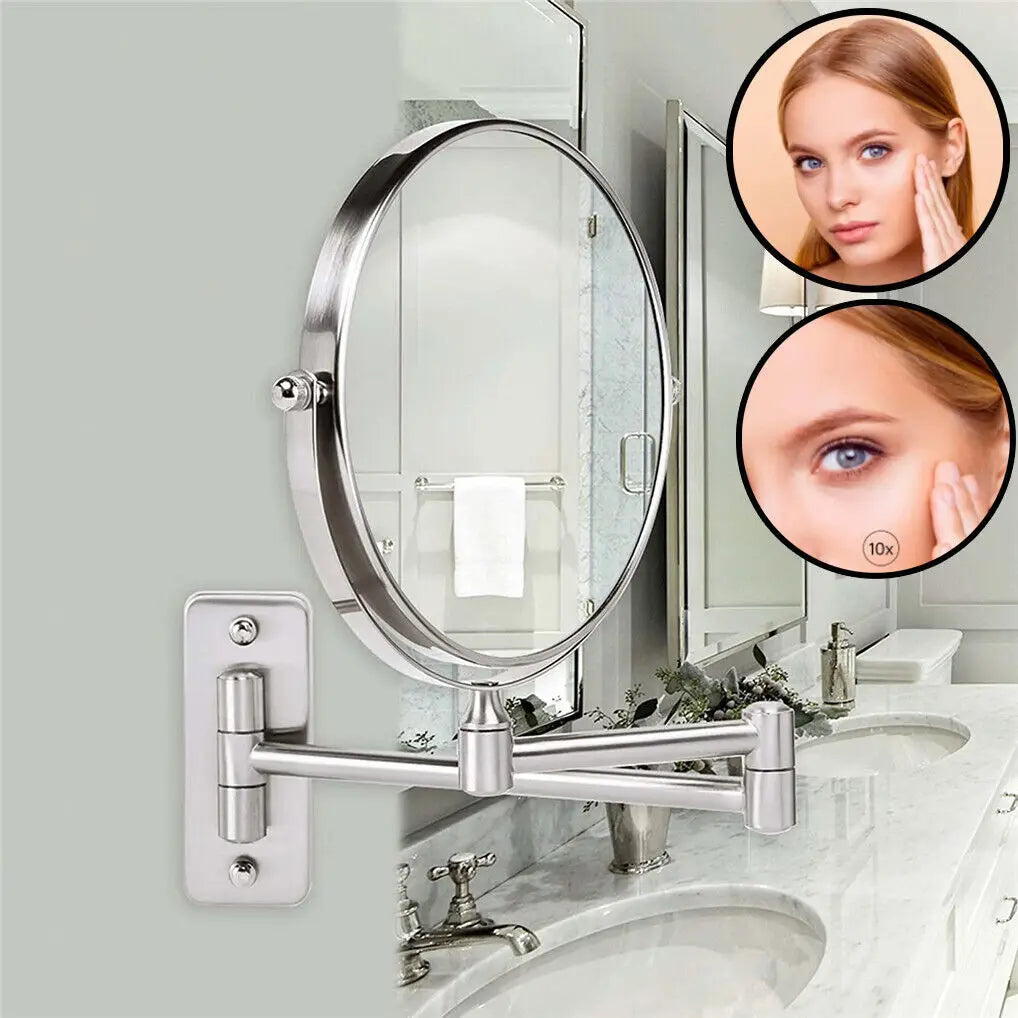 BORWART 10X Magnifying Swivel Wall Mirror for Makeup and Shaving