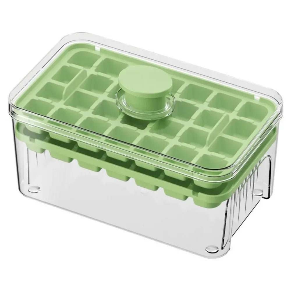 One Touch Ice Cube Tray Storage Bucket With Easy Dispensing