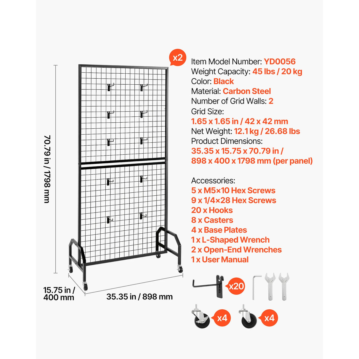 SucceBuy Gridwall Display Rack With Wheels For Craft Shows