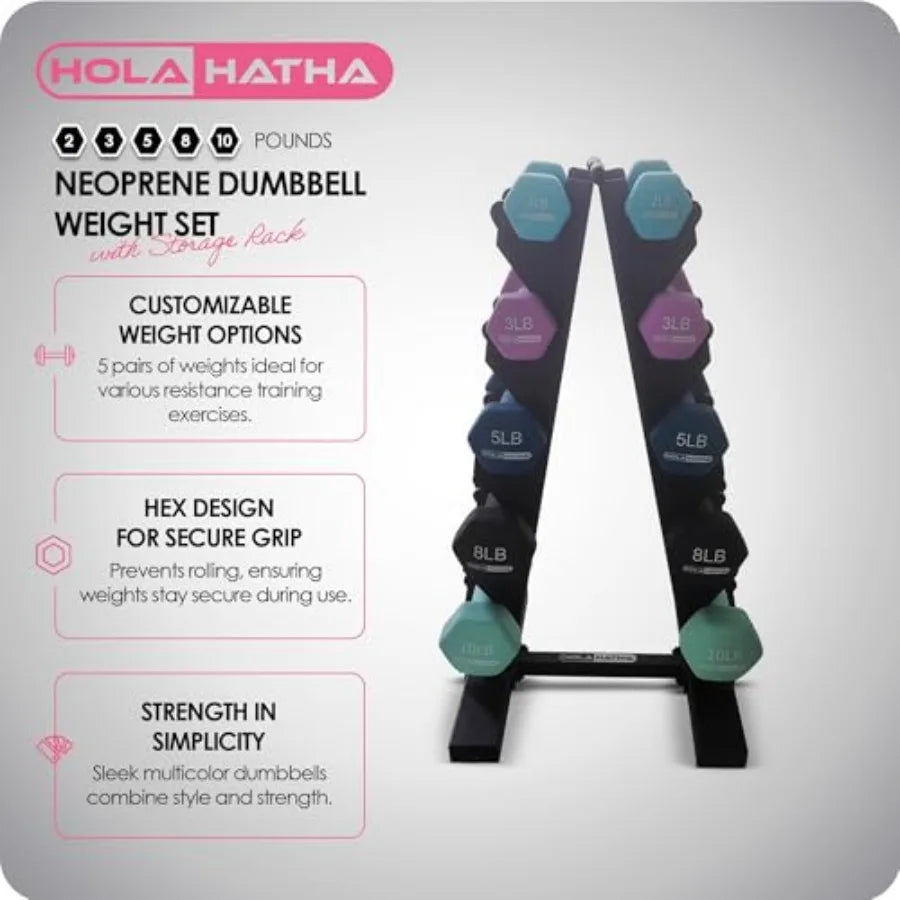 Neoprene Dumbbell Strength Training Set With Storage Rack