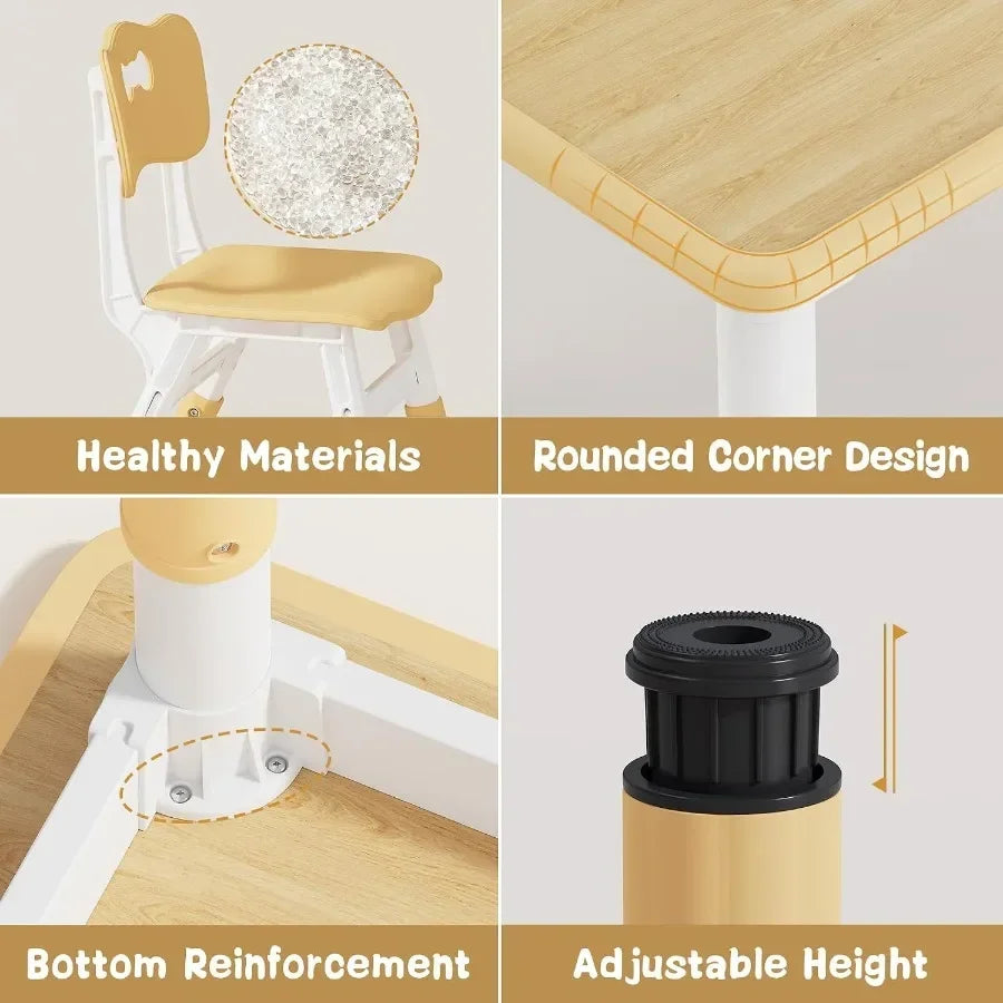 Brelley Adjustable Toddler Table And Chair Set For Study Play