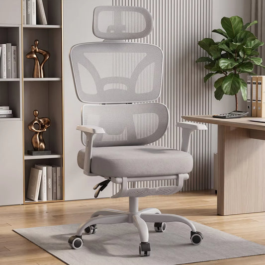 FRODROVIA Mesh Office Chair, Ergonomic Computer Chair with Footrest, Adjustable Gaming Chair with Armrests, Breathable Mesh Desk Chair – Available in Grey or Black