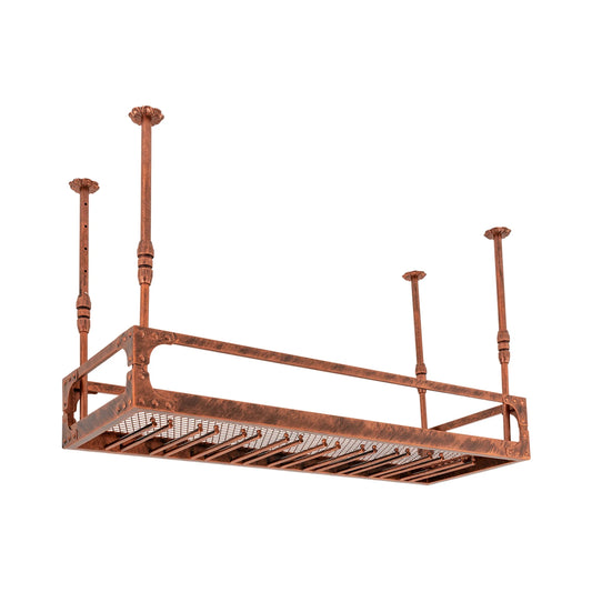 Vintage Bar Hanging Wine Bottle Holder Floating Shelf Ceiling Mounted Shelf Champagne Glass Rack Kitchen Wine Cellar 100cm
