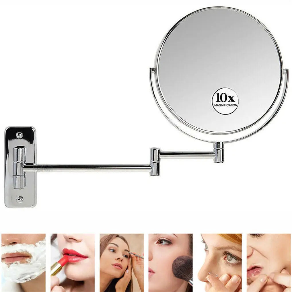 BORWART 10X Magnifying Swivel Wall Mirror for Makeup and Shaving
