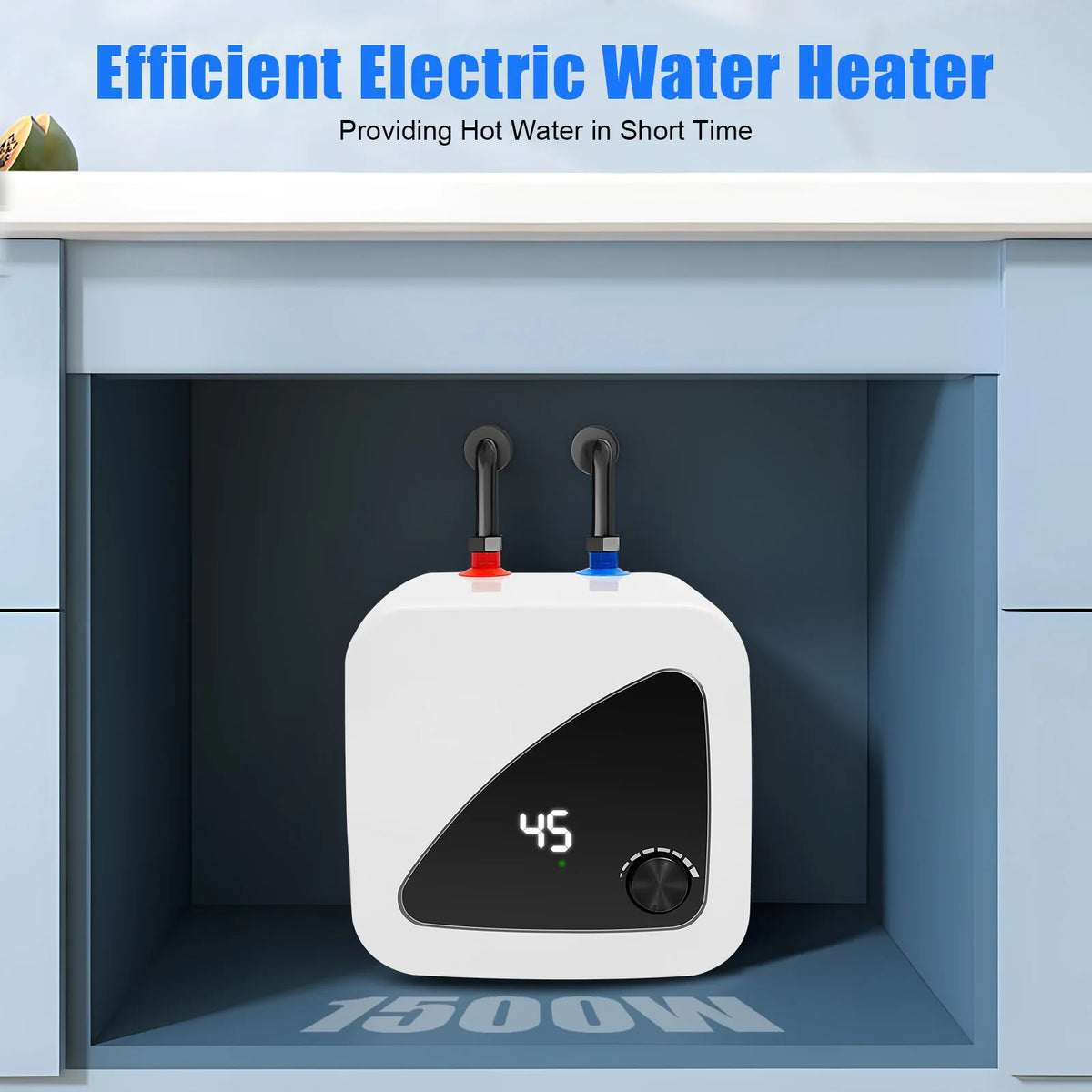Electric Water Heater - 110 Volt 1500W 2.11Gallon Instant Hot Under Sink for Kitchen Washing Faucet（IPX4 Maximum Temperature 149℉）, White