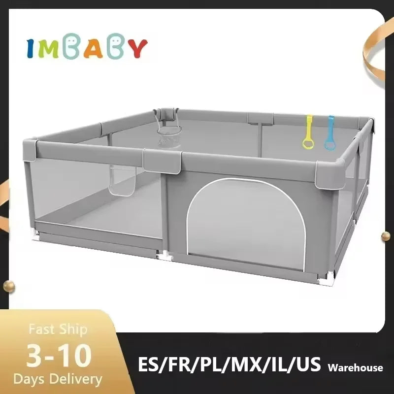 IMBABY Baby Playpen Safety Fence With Pull Ring Ball Pit