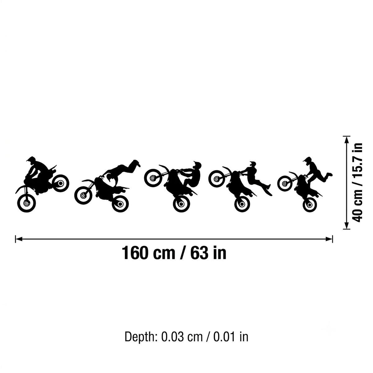Zoyiancy Dirt Bike Motocross Wall Decal, Black Vinyl Motorcycle Silhouette Sticker Set For Bedroom, Garage Or Party Backdrop