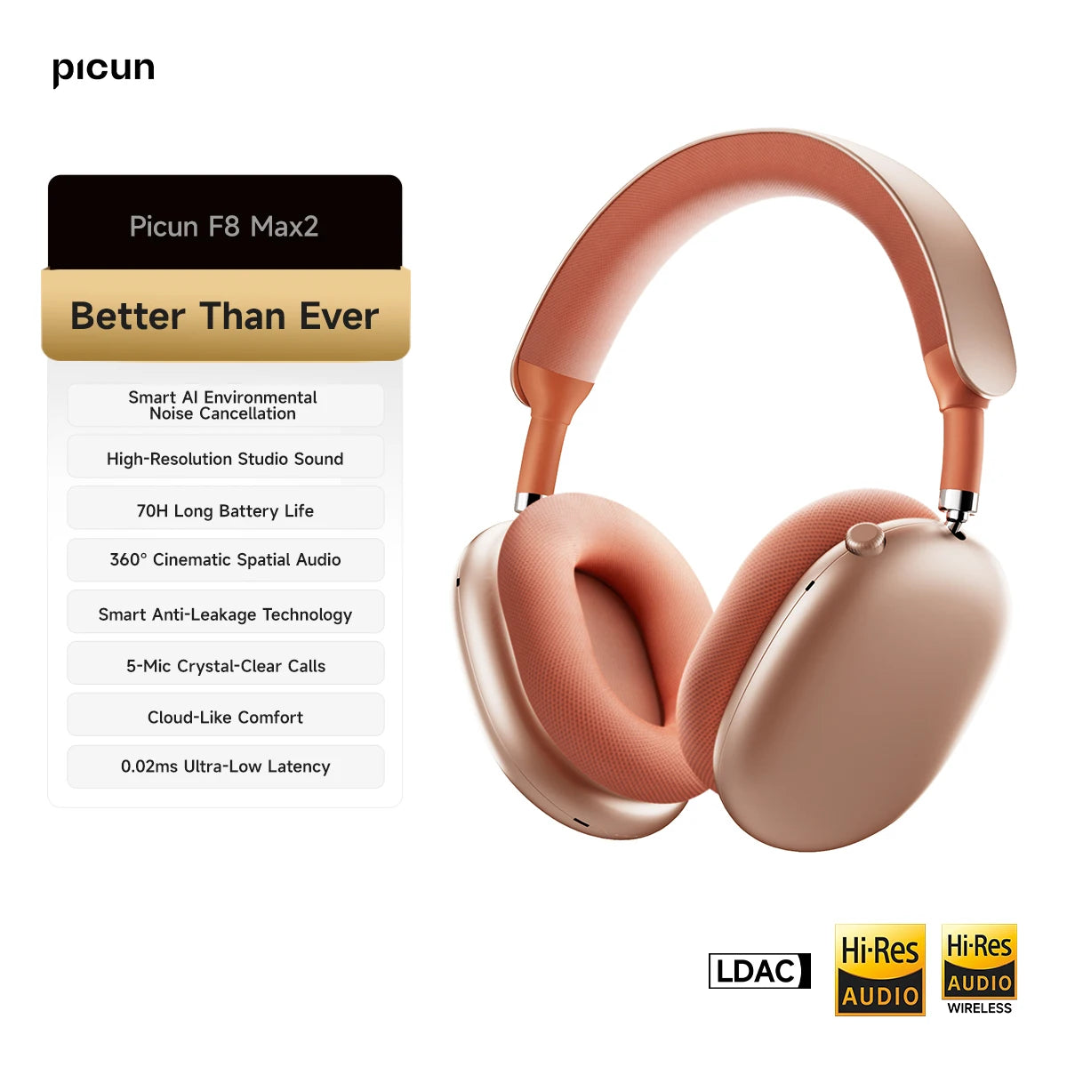 Picun F8 Pro ANC Wireless Headphones With Spatial Audio
